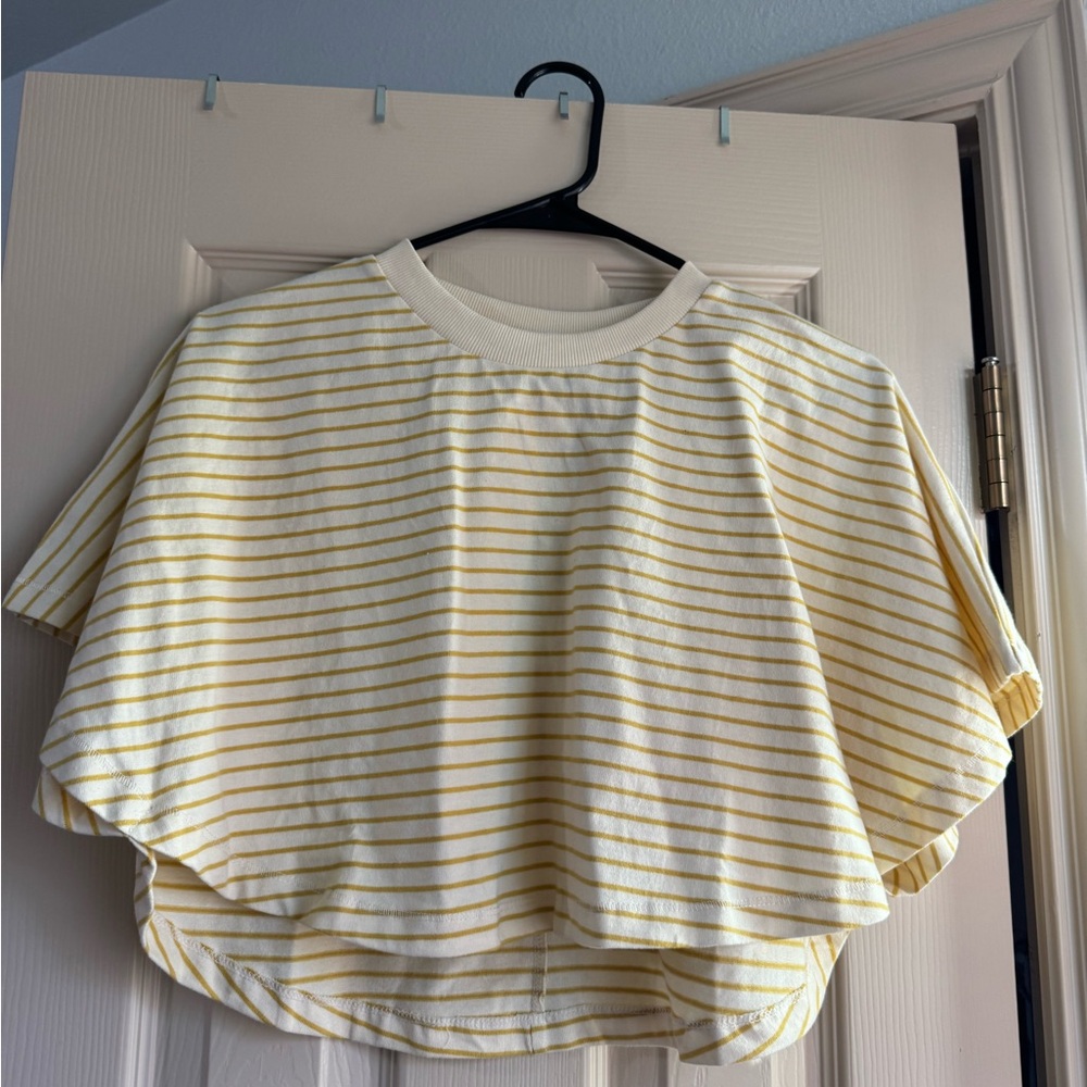 Zara Yellow and White Striped Dolman Top